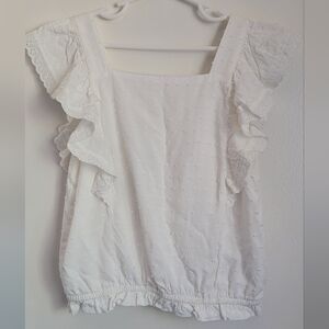 Epic Threads Girls Square Neck Ruffle Sleeve Textured Top White Medium